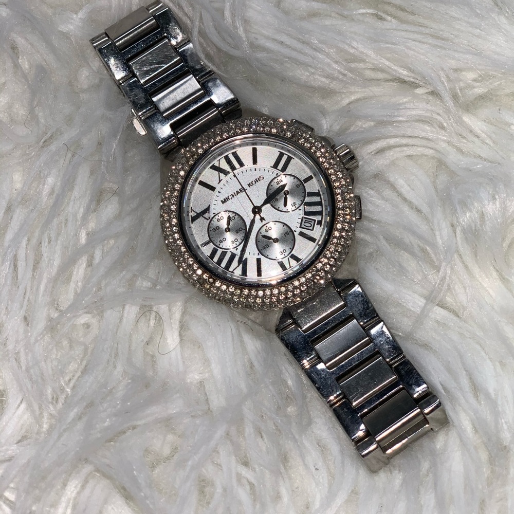 Michael Kors silver watch with diamonds